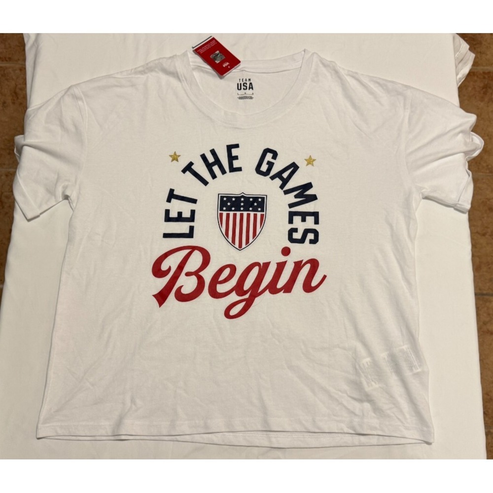 Team USA White Women's T-Shirt - Size L - New With Tags - 60% Cotton/40% Poly